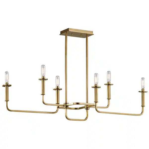Kichler Lighting Alden Collection 6-light Natural Brass Linear Chandelier - Overstock - 13619270 | Bed Bath & Beyond