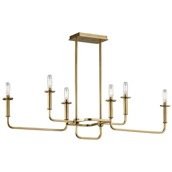 Kichler Lighting Alden Collection 6-light Natural Brass Linear Chandelier - Overstock - 13619270 | Bed Bath & Beyond