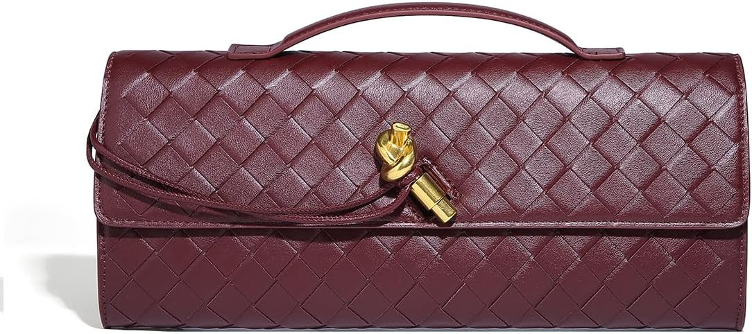 Trendy Woven Evening Clutch Purses for Women Evening Bags Handbags PU Leather Purse with Removabl... | Amazon (US)