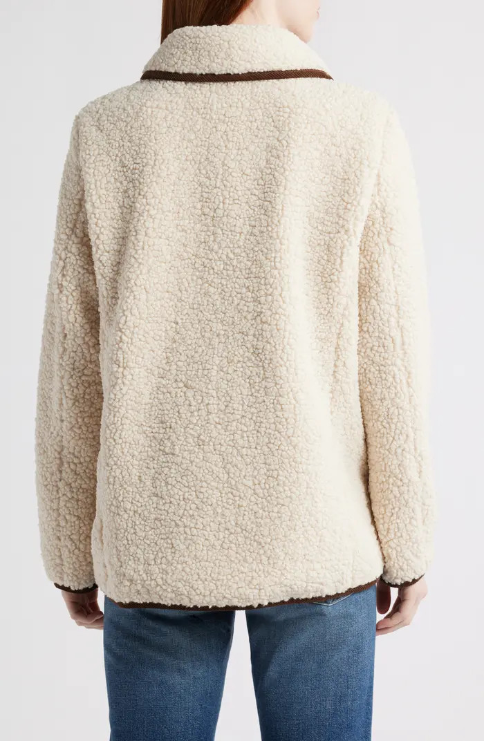 Contrast Trim Faux Shearling Jacket | Nordstrom