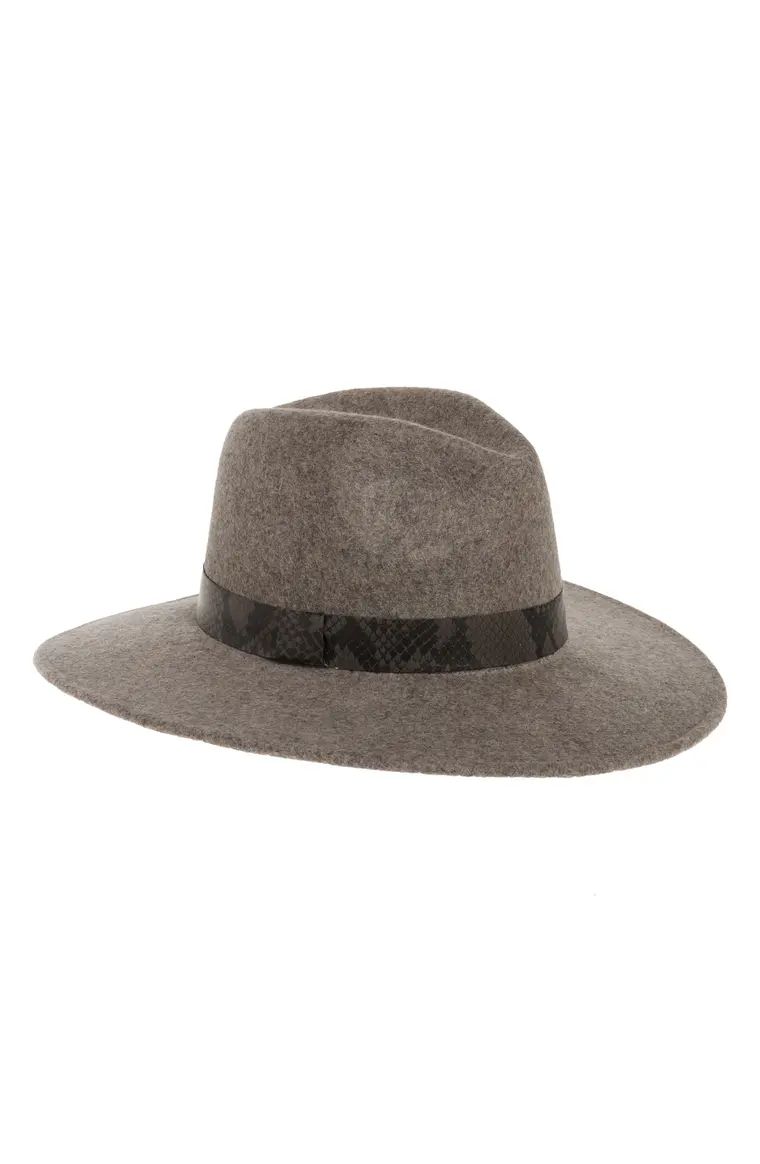 Snakeskin Print Trim Wide Brim Wool Panama Hat | Nordstrom