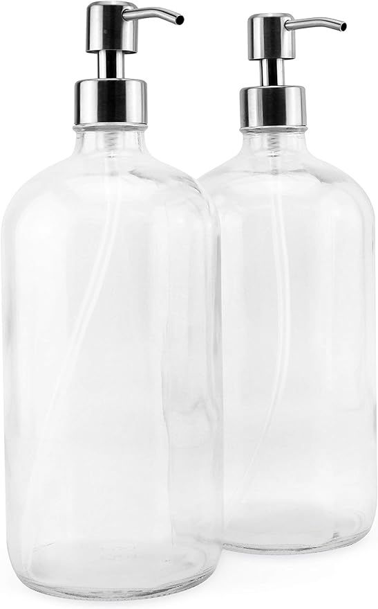Cornucopia 32oz Glass Pump Bottles with Stainless Steel Pump (2-Pack); Economy Size Dispenser for... | Amazon (US)