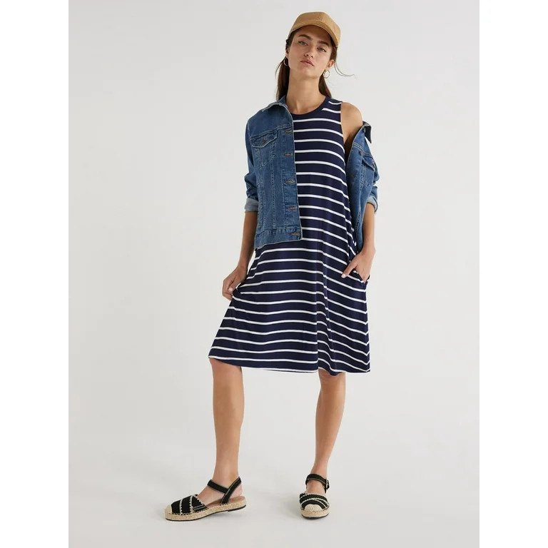 Time and Tru Women's Sleeveless Knit Swing Dress, Sizes XS-XXXL | Walmart (US)