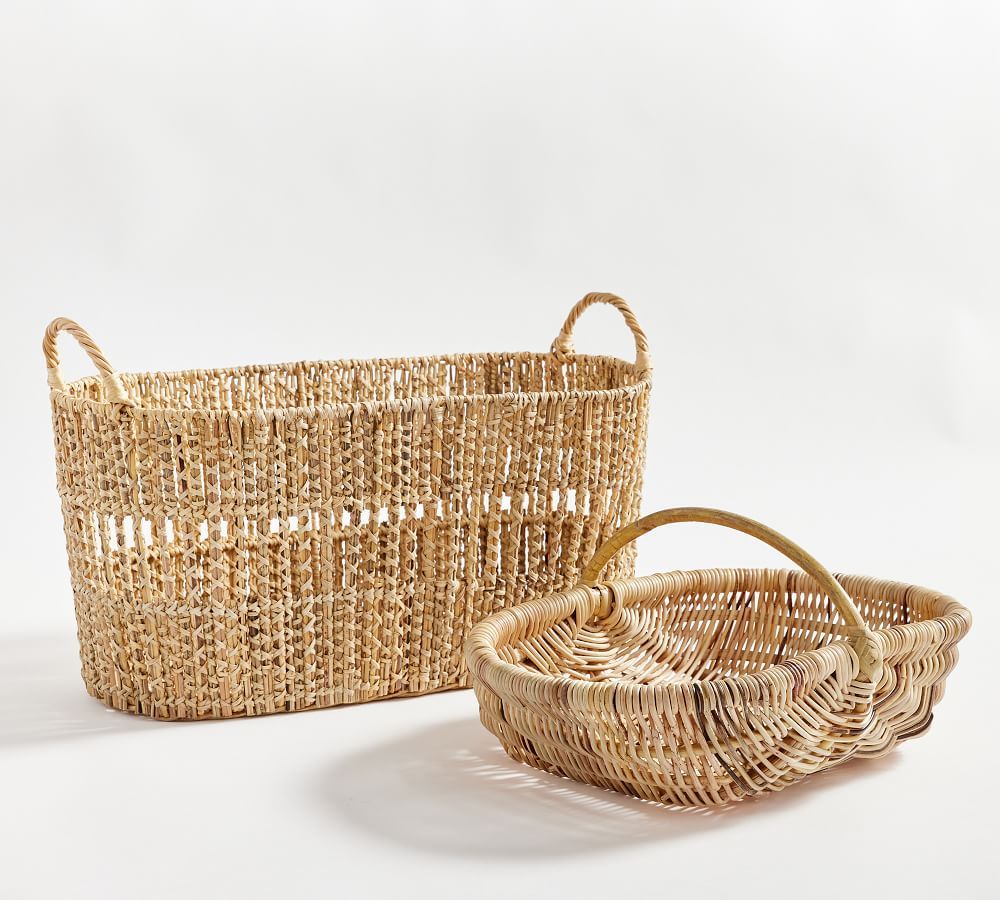 Julia Berolzheimer Mae Handwoven Rattan Baskets | Pottery Barn (US)