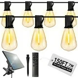 DAYBETTER 150FT Solar Outdoor String Lights, with 75 ST38 Shatterproof Bulbs,Solar Powered, Water... | Walmart (US)