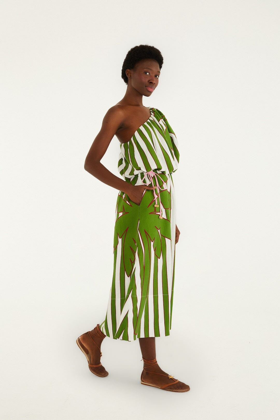 Off-White One-Shoulder Lenzing Ecovero Euroflax Midi Dress | FARM Rio | FarmRio (US)