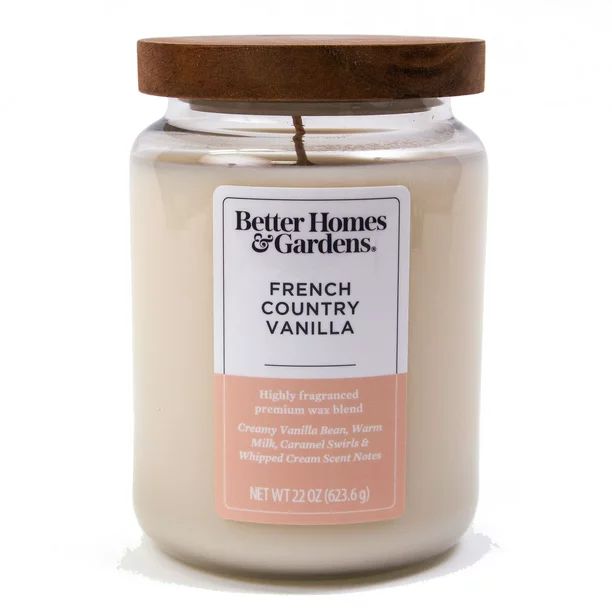 Better Homes & Gardens French Country Vanilla Scented Single-Wick Large Glass Jar Candle, 22 oz. ... | Walmart (US)