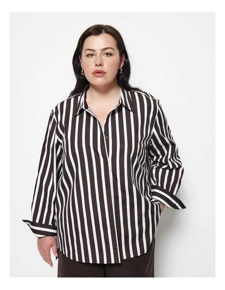 Commonry Vicki Shirt in Bitter Chocolate Stripe | MYER | Myer