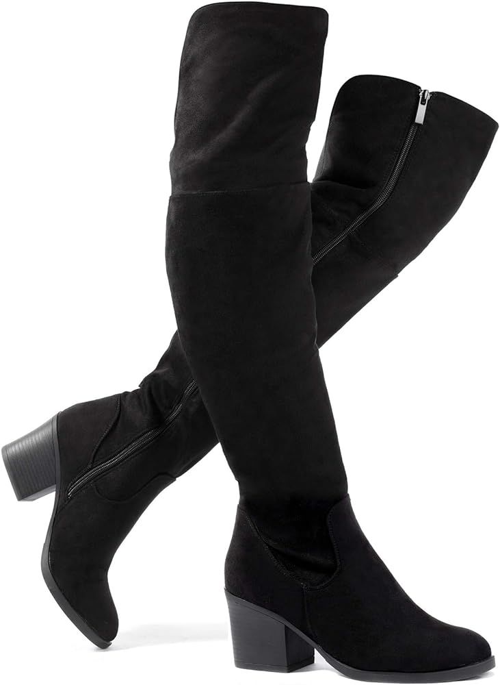 katliu Women's Thigh High Boots Sexy Stacked Block Heel Boots Over the Knee | Amazon (US)