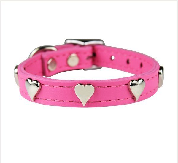 OMNIPET Signature Leather Heart Dog Collar, Pink, 14-in - Chewy.com | Chewy.com