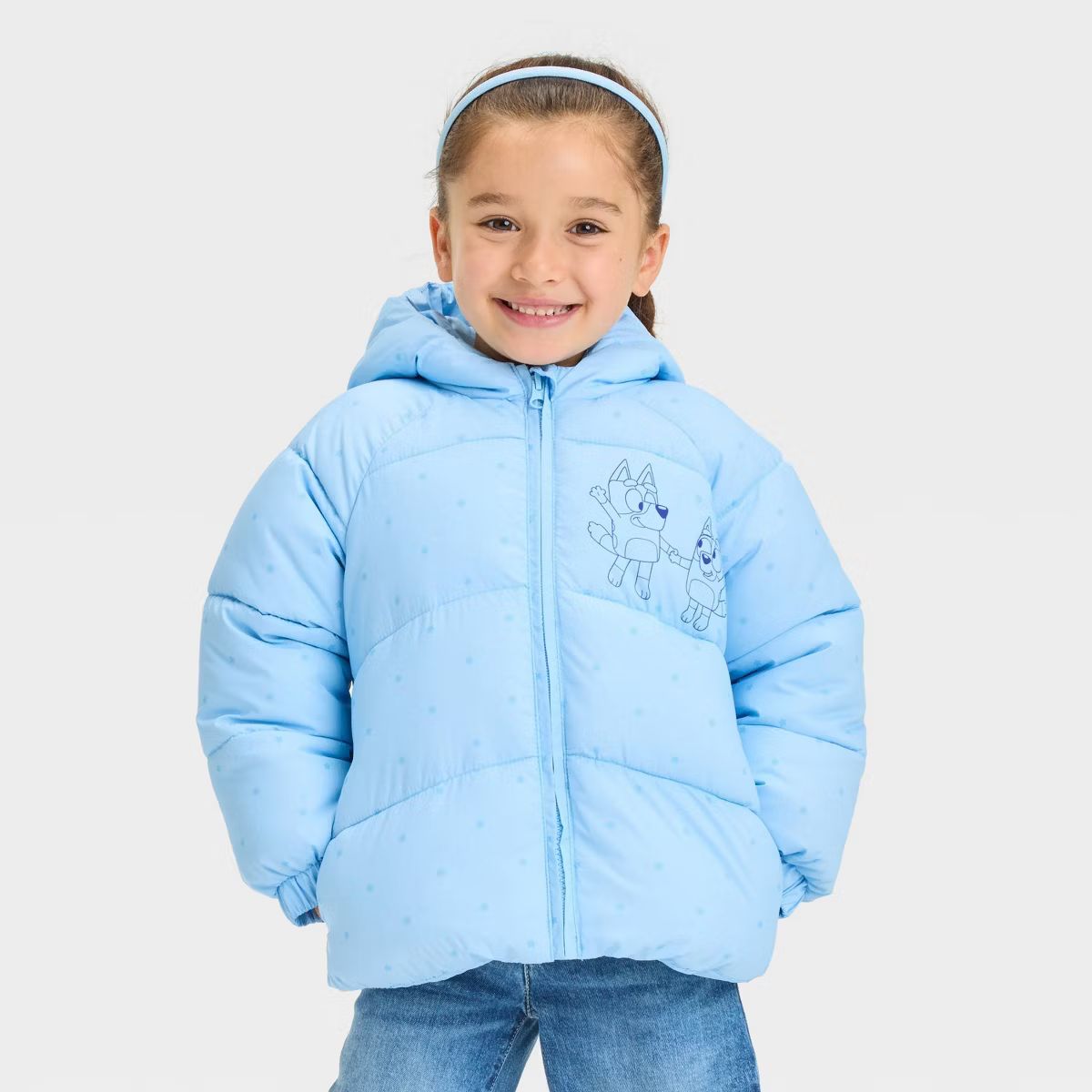 Toddler Girls' Bluey Midweight Jacket - Light Blue | Target