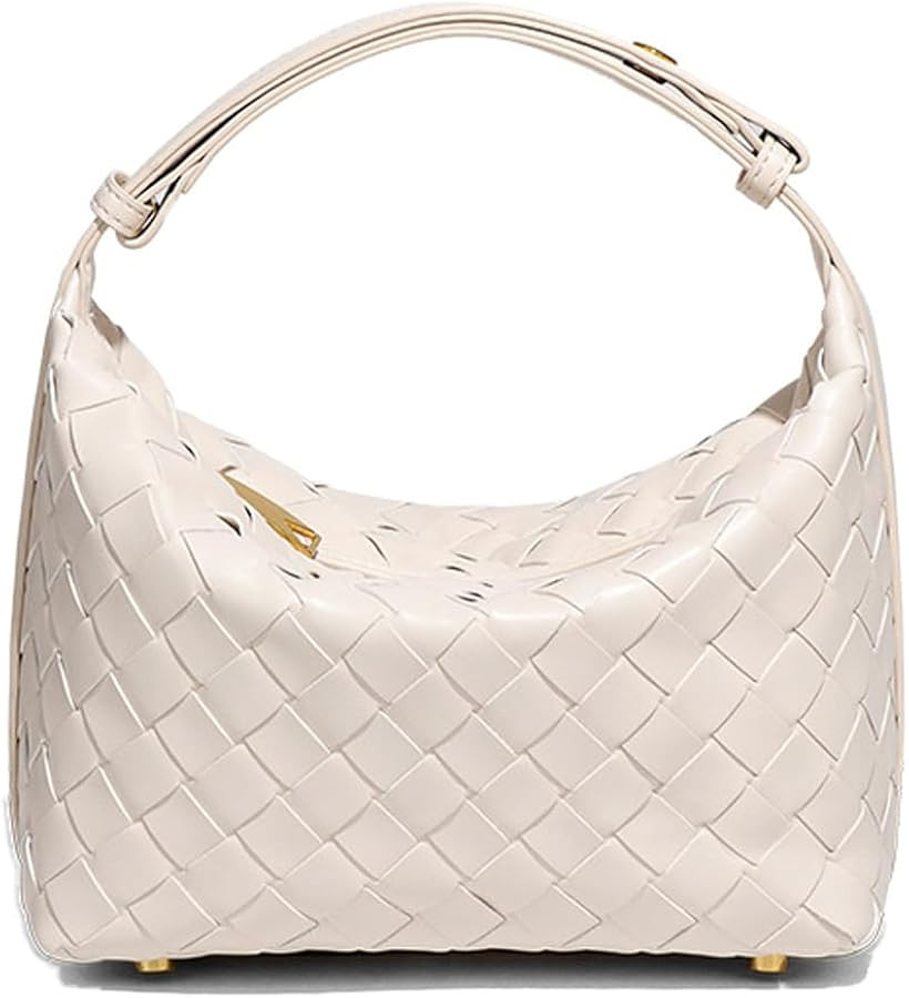 Vegan Leather Woven Hobo Bag – Mini Tote Purse, Braided Underarm Handbag for Women | Amazon (US)