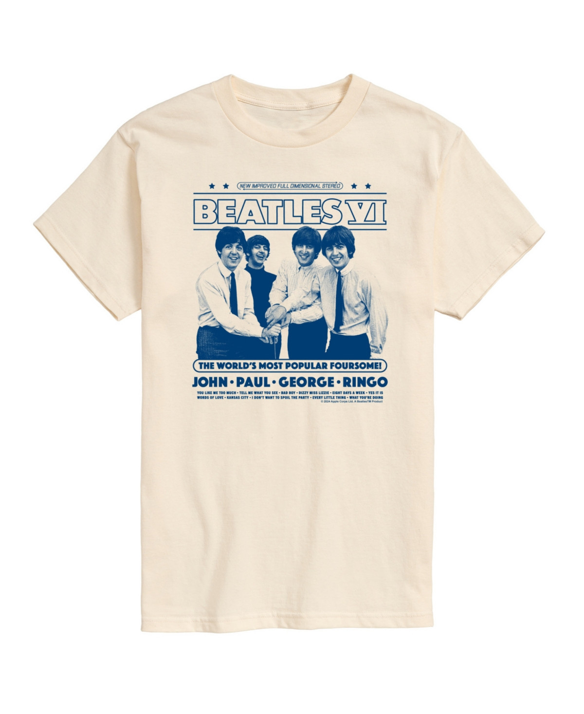 Airwaves Men's The Beatles Short Sleeve T-Shirt - Beige | Macy's