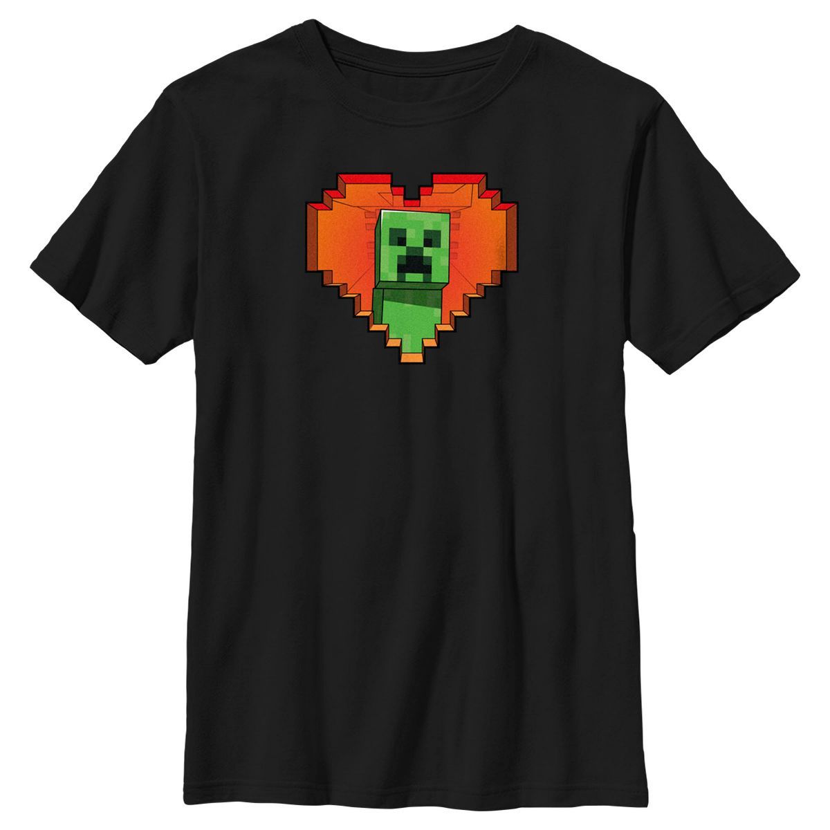 Boy's Minecraft Valentine's Day Creeper Heart T-Shirt | Target