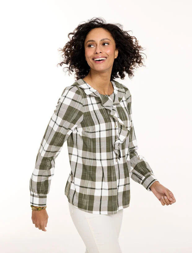Autumn Plaid Ruffle Top | Talbots