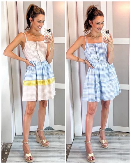 Extra 40% off sale price with code EXTRA40 🙌 Gingham love!! 😆 These dresses are so comfy. They have built in shorts (romper dress) for extra comfort! Working front buttons, adjustable straps, and size zip closure! These are great beach or cruise vacation looks, brunch outfit, or event daytime event like a baby shower!  Comfy and cute! I’m wearing an XS.  

#LTKsalealert #LTKparties #LTKfindsunder50