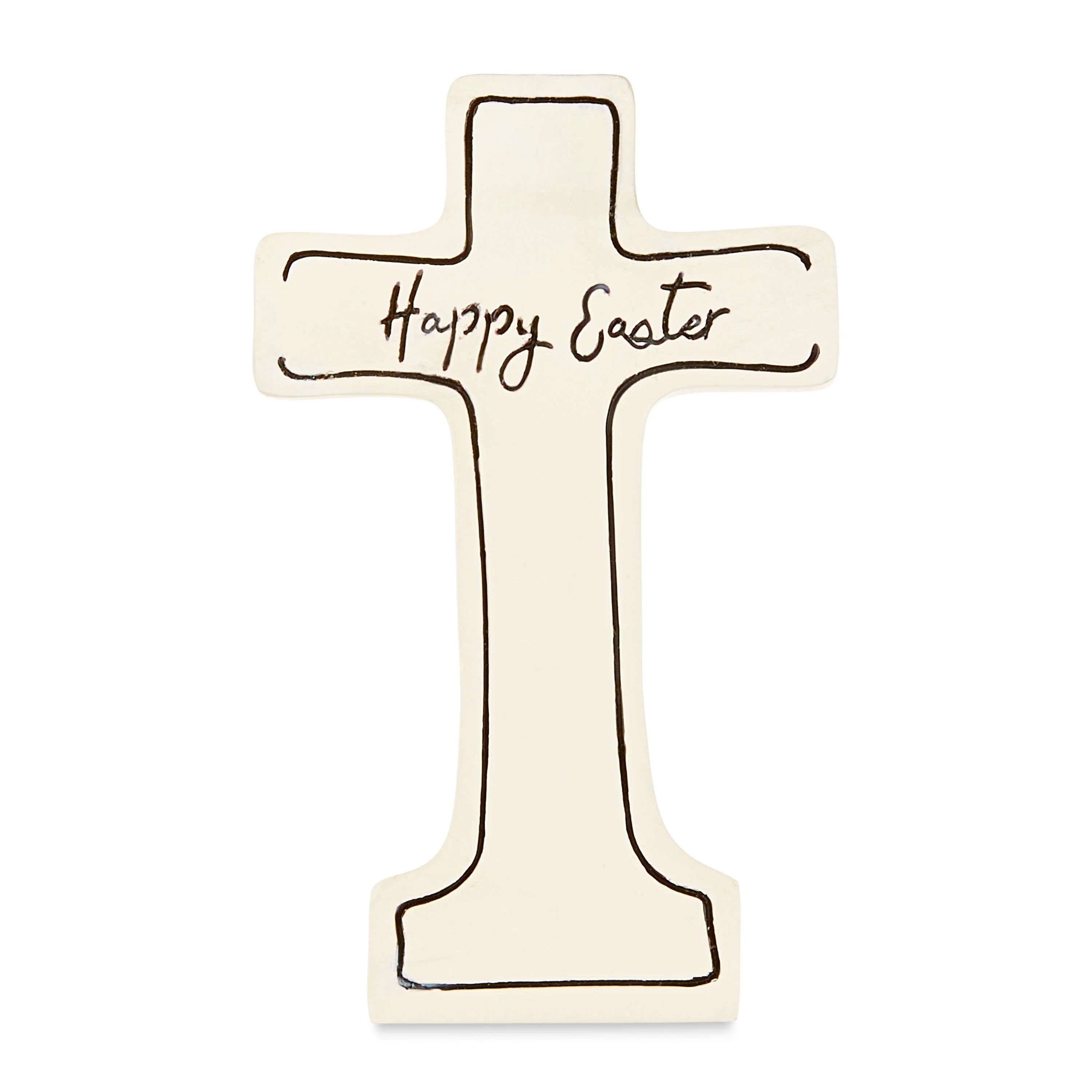 Easter White Resin Cross Tabletop Decor, 4.25 in, by Way To Celebrate | Walmart (US)
