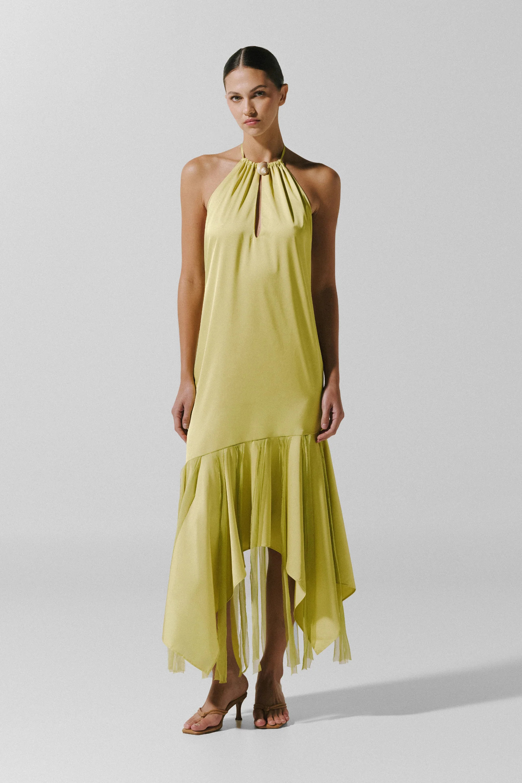 Ronda Maxi Dress Green in Satin - Spring Summer 26 | BAOBAB INT