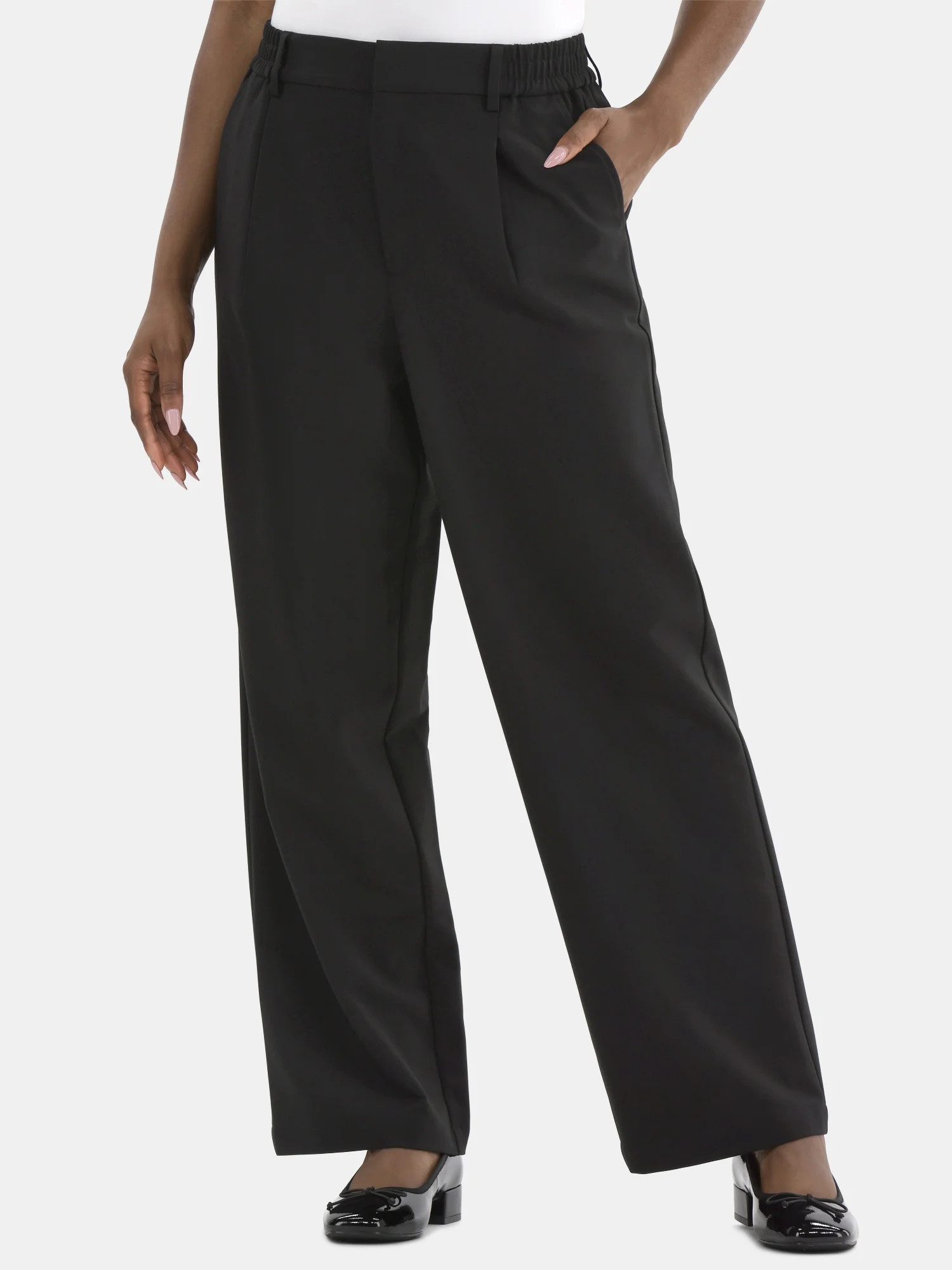 Time and Tru Women's Slouchy Tailored Pants, 30" Inseam, Sizes 0-18 | Walmart (US)