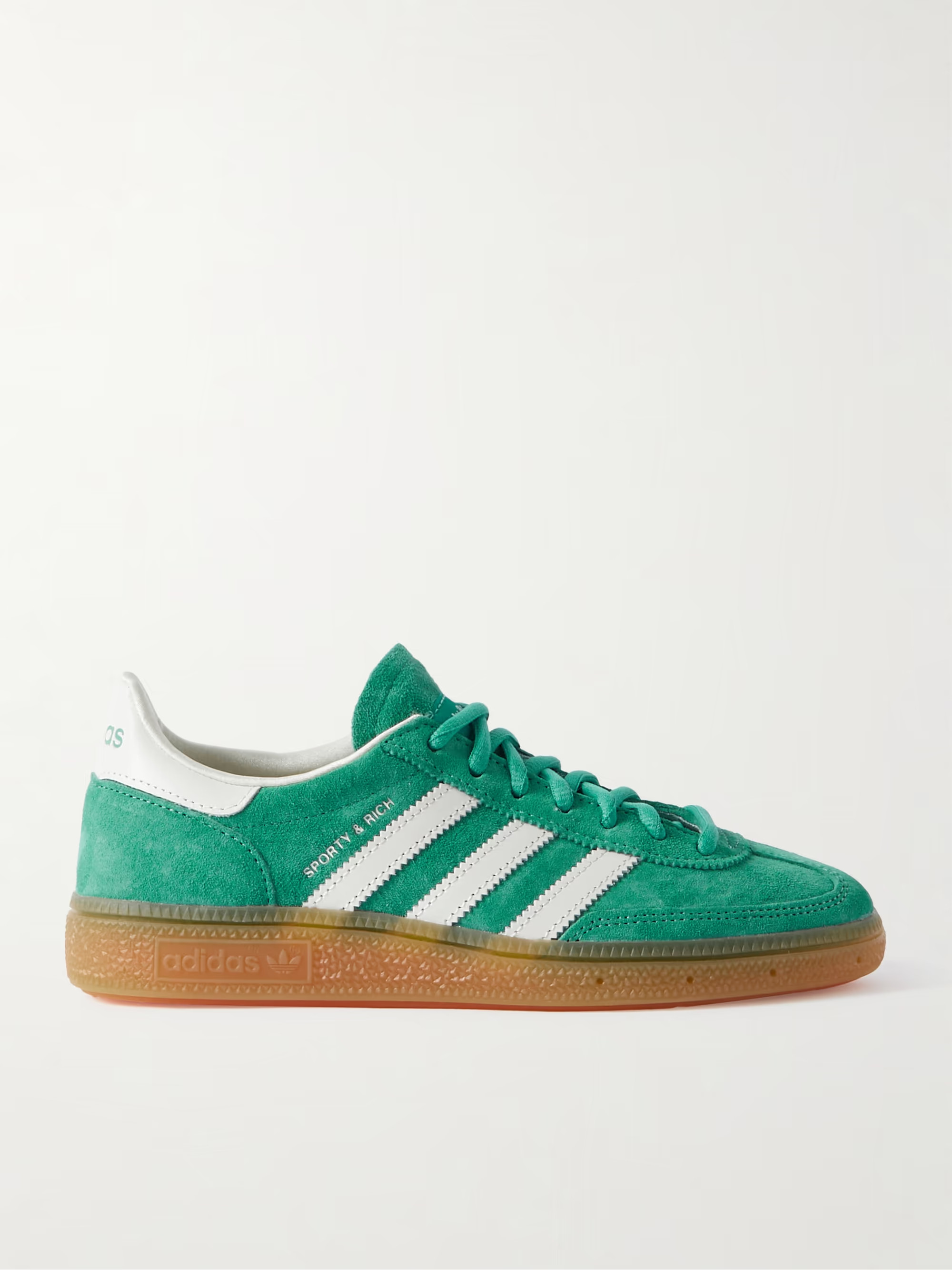 + Sporty & Rich Handball Spezial leather-trimmed suede sneakers | NET-A-PORTER (US)