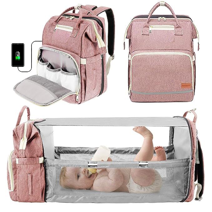 3 in 1 Diaper Bag Backpack with Bassinet Bed Mat Pad Portable Travel Convertible Bags Newborn Reg... | Amazon (US)