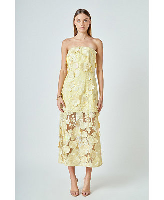 Women's Strapless Floral Embroidered Maxi Dress | Macy's