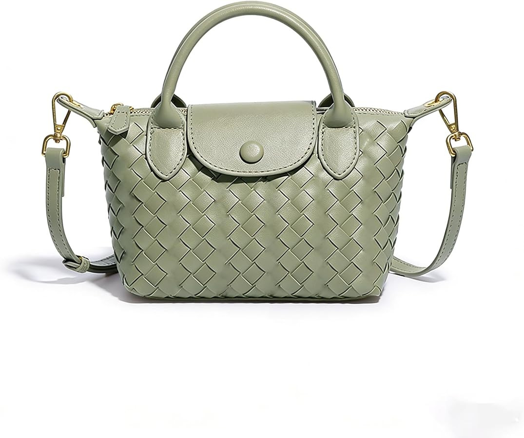 Small Vegan Leather Crossbody Bags For Women, Mini Woven Dumpling Handbag, Cute Top Handle Should... | Amazon (US)