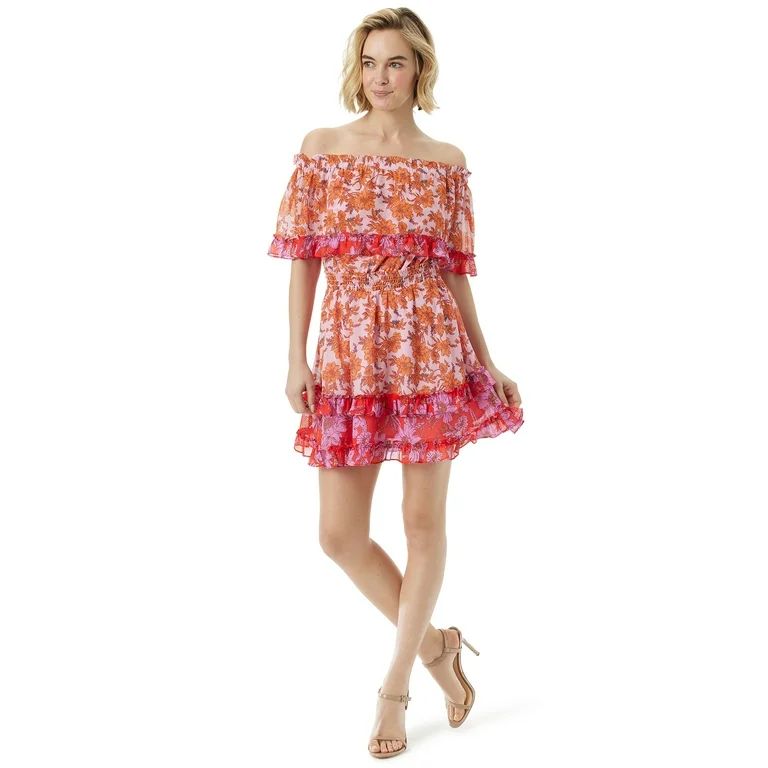 Jessica Simpson Women's and Women's Plus Amelia Ruffle Short Dress | Walmart (US)