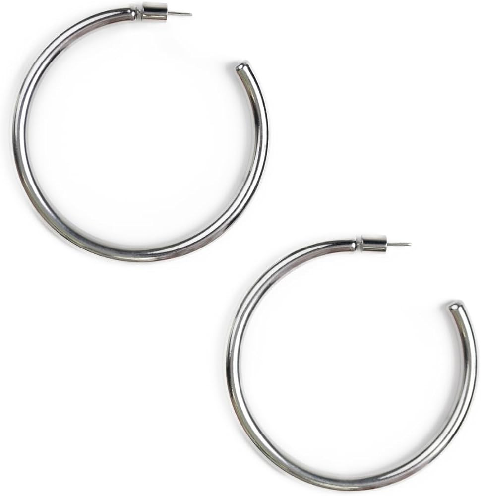 Bestow Lightweight Hypoallergenic Tarnish Proof Large Silver Hoop Earrings for Women - Classic Je... | Amazon (US)