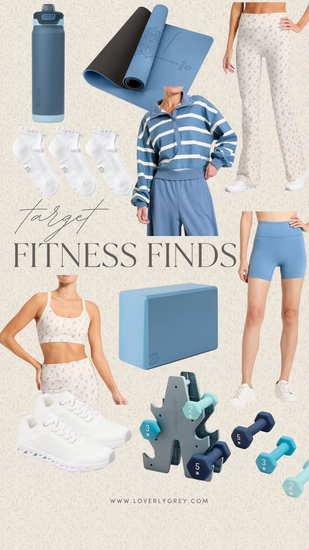 Target fitness finds I am loving! These blue biker short, floral leggings, and white sneakers are cute pieces to wear while working out! I also love the yoga mat, at home weights, and matching water bottle! 

#LTKFindsUnder100 #LTKfitnessgoals #LTKSeasonal