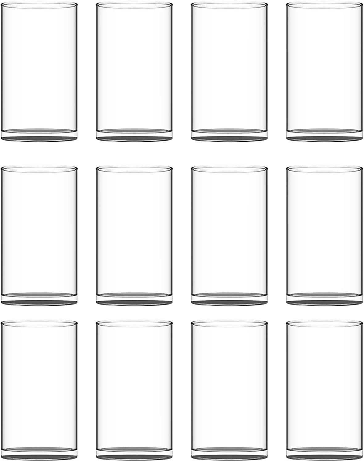 HWASHIN Set of 12 Clear Glass Cylinder Vases (2 Sponge Brushes Included), 3.5” W x 6” H, Flow... | Amazon (US)