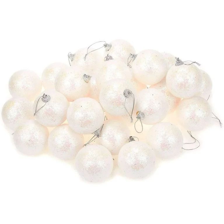 28 Pack White Christmas Tree Ball Ornaments for Xmas Holiday Hanging Decorations, 2.6 x 2.2 in. -... | Walmart (US)