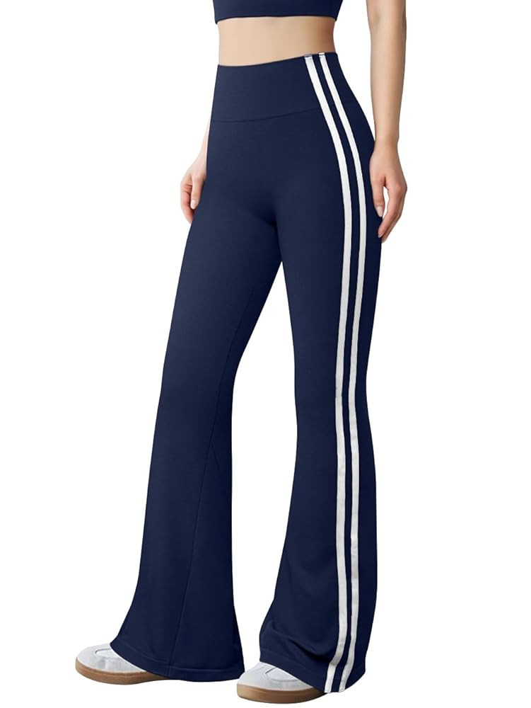 OQQ Yoga Pants Women High Waist Stripes Soft Casual Stretch Flared Bottoms Trousers | Amazon (US)