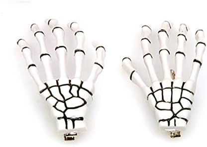 Geoot 1 Pair Trendy Women Skeleton Hand Bone Claw Punk Hair Clip (white) | Amazon (US)