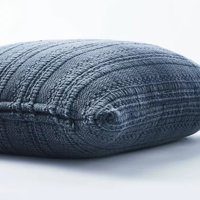 Oversized Square Woven Textured Cotton Pillow Navy - Threshold™ designed with Studio McGee | Target