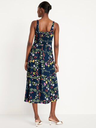Fit & Flare Sleeveless Linen-Blend Midi Dress | Old Navy (US)