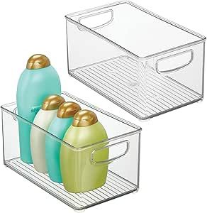 mDesign Plastic Storage Organizer Wide Container Bin with Handles for Bathroom, Home Organization... | Amazon (US)