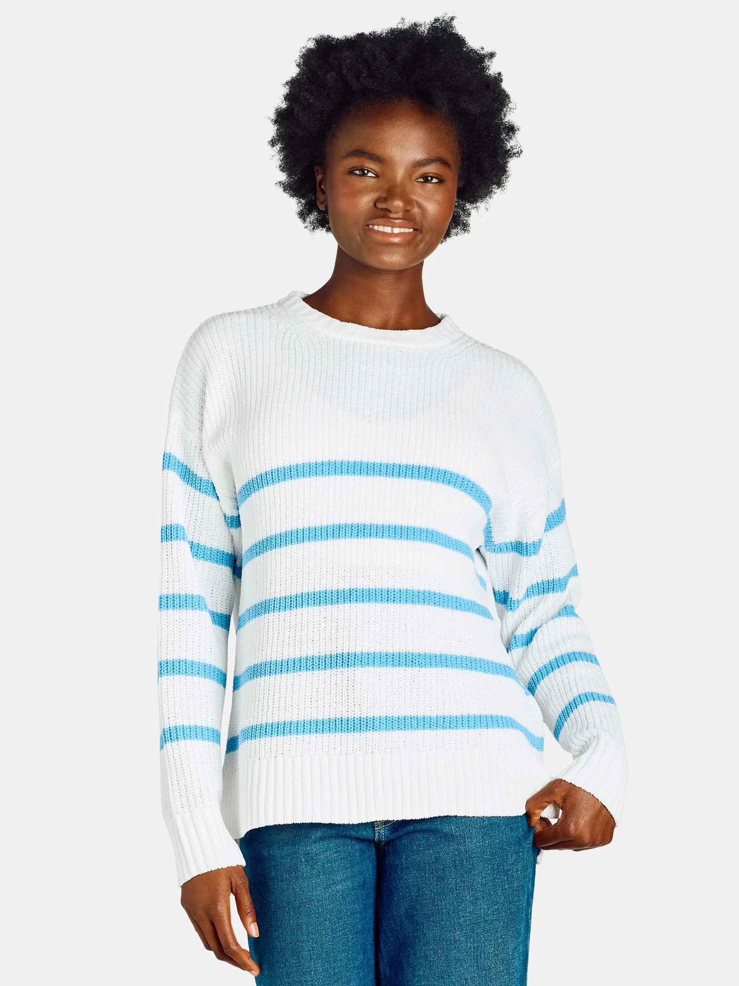 Time and Tru Women’s Chenille Sweater with Long Sleeves, Midweight, Sizes XS-XXXL | Walmart (US)