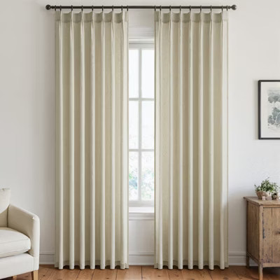 Pleated Linen 94 Inch Curtains,Natural Linen Semi Sheer Light Filtering Pinch Pleat with Hooks and Rings,Back Tab Drapes,Set of 2 | Target