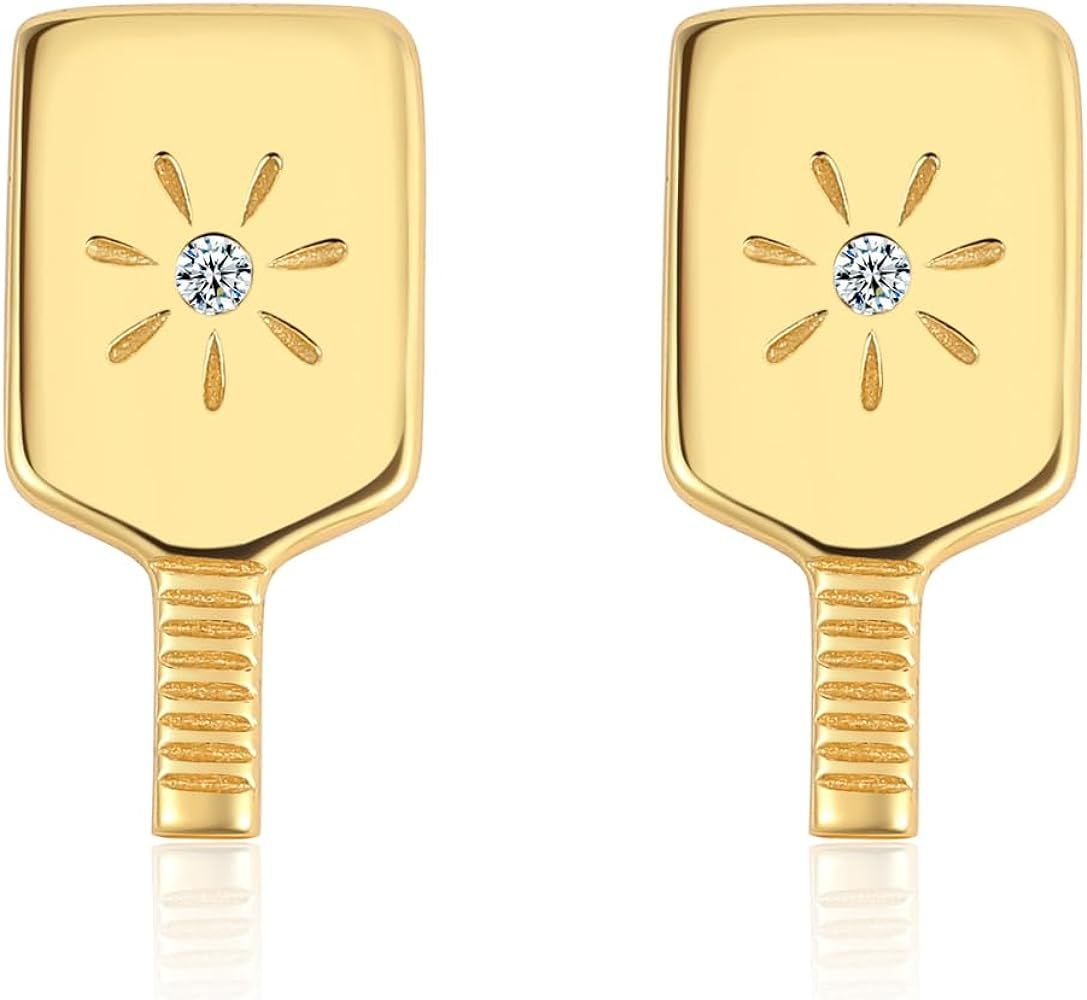 Gold Plated Pickleball Paddle Stud Earrings Best Gift for Her | Amazon (US)