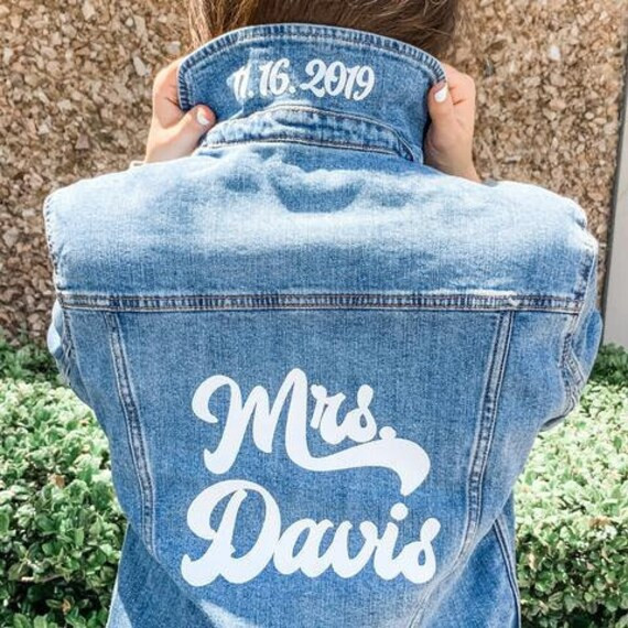 Custom Last Name Jean Jacket Collar Date  Future Mrs | Etsy | Etsy (US)