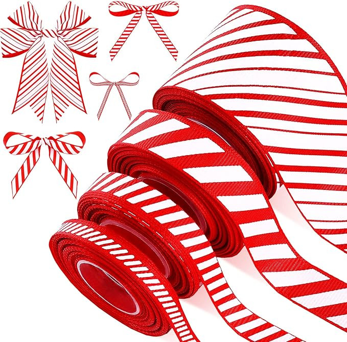 Amazon.com: 26 Yard Christmas Candy Cane Ribbon 1.5 Inch 0.6 Inch 0.4 Inch 0.25 Inch Craft Ribbon... | Amazon (US)