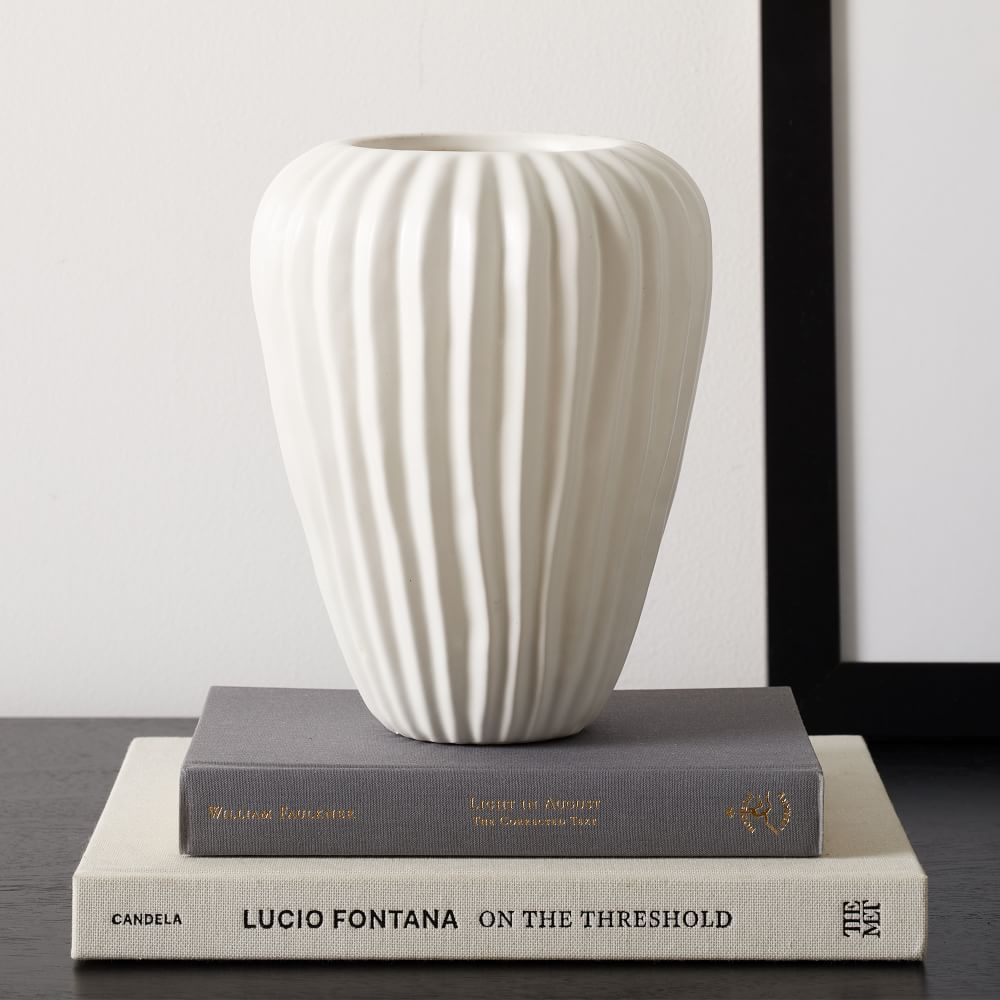 Sanibel Textured Ceramic Vases - White | West Elm (US)