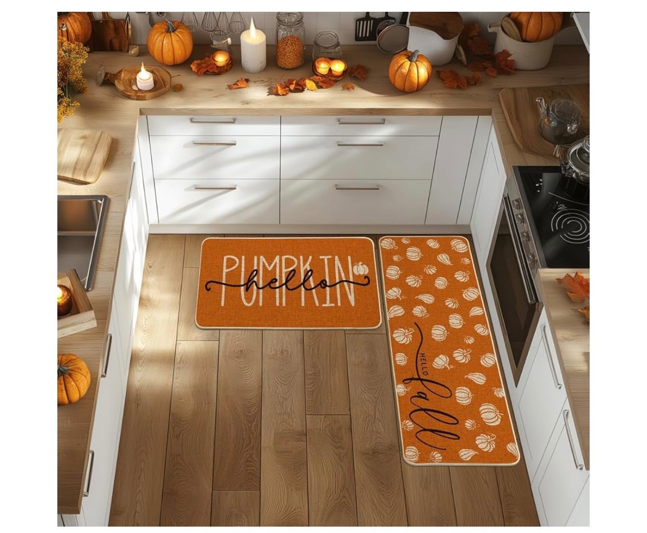 Artoid Mode Orange Hello Pumpkin Fall Kitchen Mats Set of 2, Autumn Home Decor Low-Profile Kitchen Rugs for Floor - 17x29 and 17x47 Inch

#LTKStyleTip #LTKHome #LTKSeasonal