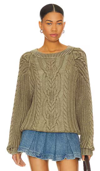 Frankie Cable Sweater in Olive Stone | Revolve Clothing (Global)