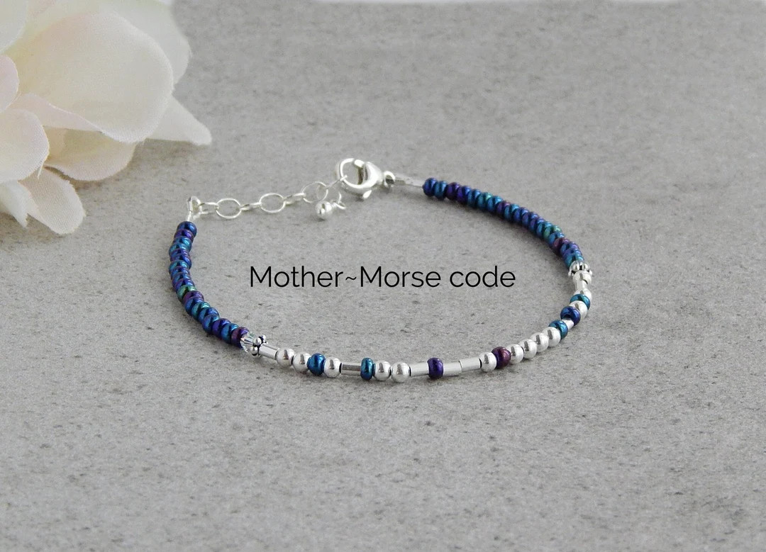 Morse Code Bracelet Women, Mother Bracelet Sterling Silver, Morse Code Bracelet Mother Daughter, ... | Etsy (US)