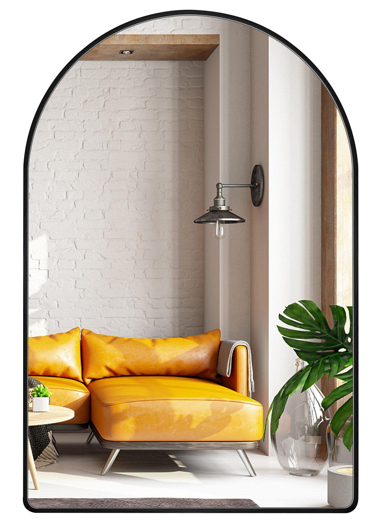 24x36 Inch Premium Black Arched Mirror Shatter Resistant No Distortion Luxe Brushed Metal Frame Arch Mirror for Bathroom Vanity Modern Wall Decor | Amazon (US)