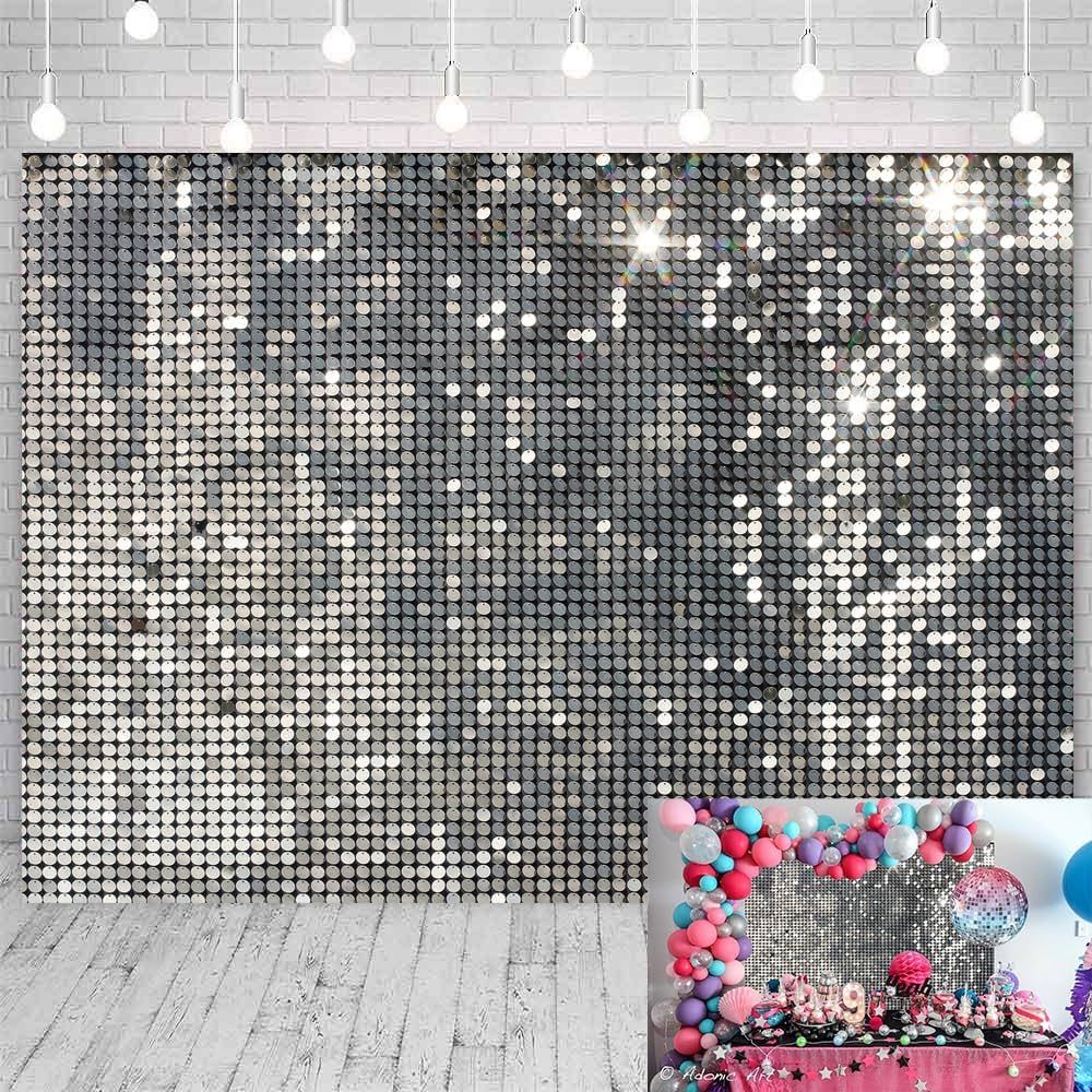 Generic Sliver Glitter Backdrop Disco Party Sequins Photography Backdrop Wedding Birthday Party P... | Amazon (US)