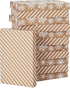 Hallmark Kraft Shirt Box Bundle (12 Boxes: White Snowflakes and Stripes on Kraft) for Christmas, ... | Amazon (US)