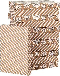 Hallmark Kraft Shirt Box Bundle (12 Boxes: White Snowflakes and Stripes on Kraft) for Christmas, ... | Amazon (US)